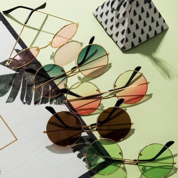 28 Pairs Round Hippie Sunglasses Coloured Disco Glasses 70s Party Accessories - Picture 6 of 7